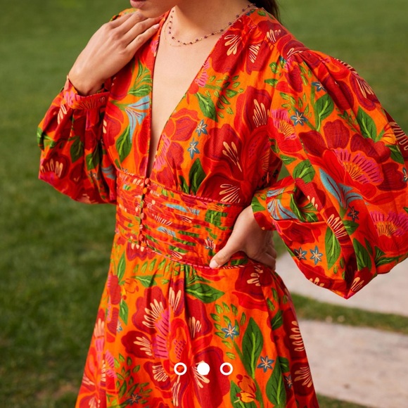 @farmrio Farm for Anthropologie Red Motif Maxi Dress Size XXS *Sold Out Online* - Picture 4 of 7
